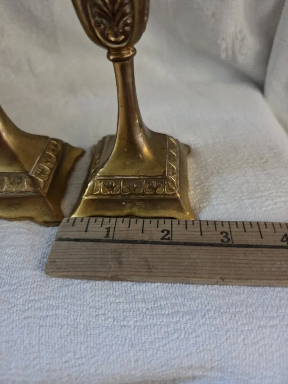 Pair Brass Square Candlestick Holders  Taper Candle Traditional Style 4